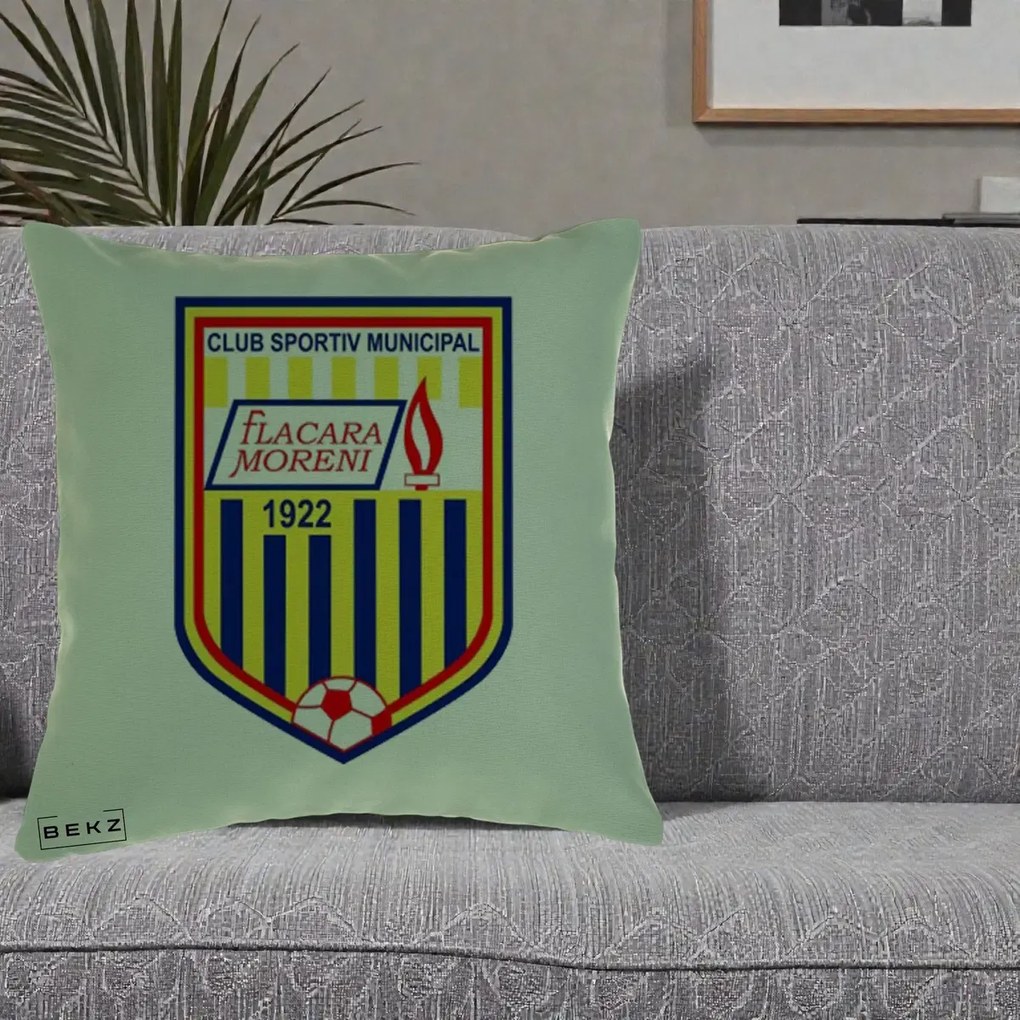 Perna Personalizata CSM Flacara Moreni 1922 Fotbal, 40x40 cm, Verde, Husa Detasabila, Perna Inclusa, BEKZ®