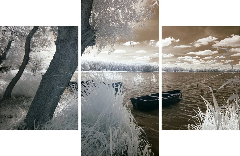 Tablou cu barca pe lac (90x60 cm)