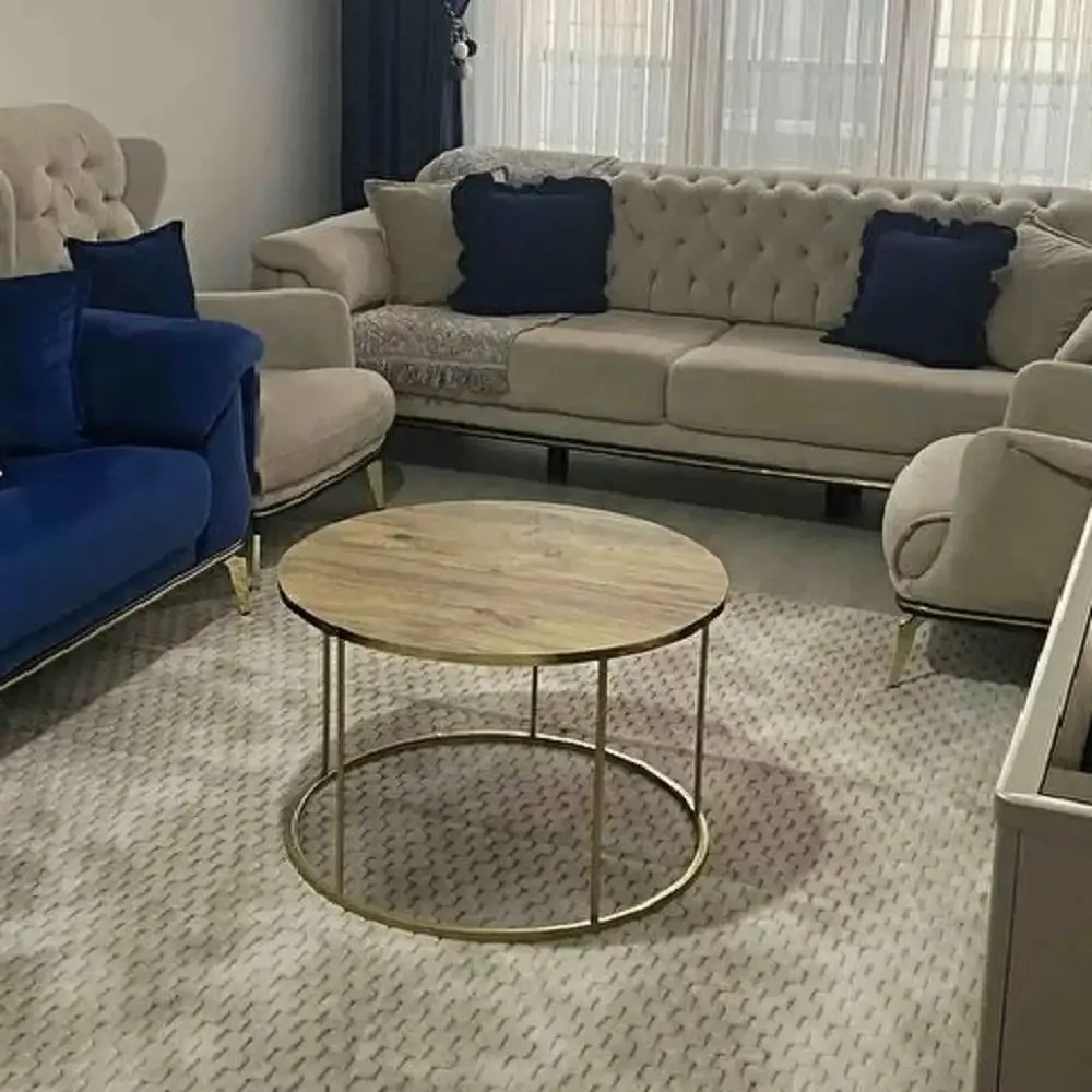 Masuta de cafea Vicenta Homs, nuc si auriu, seria 440, 70 cm