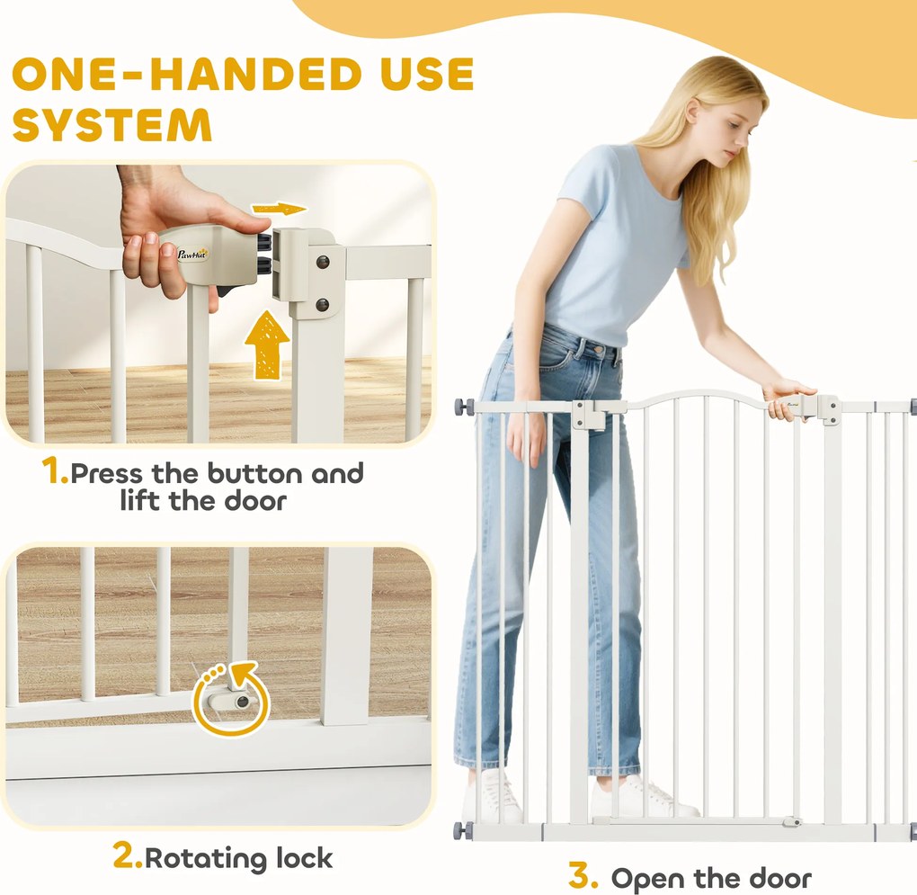 PawHut Poartă Extensibilă pentru Câini fără Șuruburi, Poartă de Siguranță Reglabilă, 94-100x94 cm, Alb | Aosom Romania