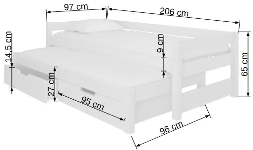 Pat pentru copii, extensibil200x90 cm. Promo -21%. 1052111
