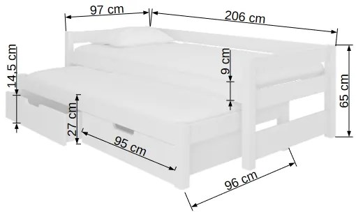 Zondo Pat pentru copii, extensibil200x90 cm. 1052111