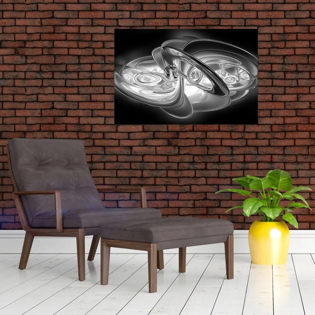 Tablou cu abstracțiune modernă în gri (90x60 cm)