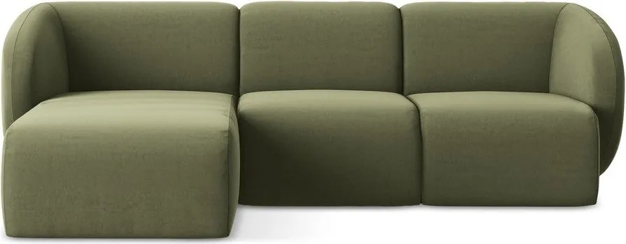 Colțar verde cu tapițerie din catifea (cu colț pe partea stângă/cu șezlong) Lani – Makamii