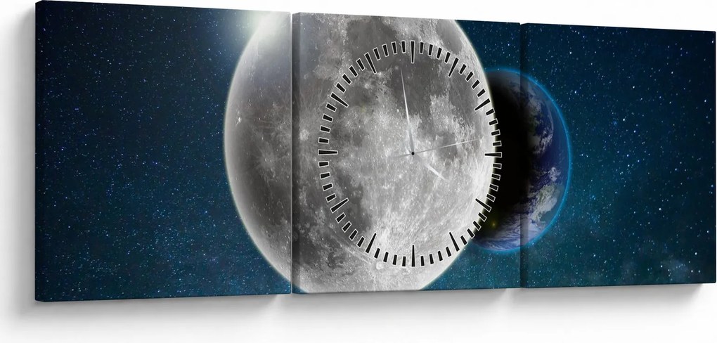 Tablou - Pământul în eclipsa de lună (cu ceas) (90x30 cm)