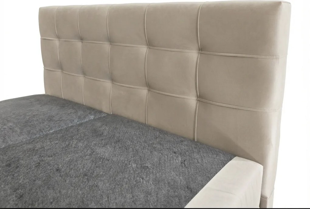 Pat tapițat tip boxspring DIRELIS TRINITY160x200 cm bej Saltea: Saltea cu arcuri Bonell