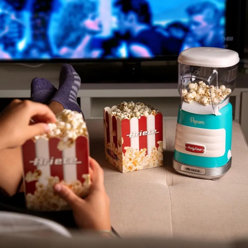 Aparat preparare popcorn cu aer cald Ariete PARTY TIME 2956/01, 1100W, Dozator, Turcoaz