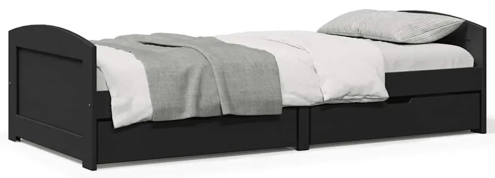 vidaXL Pat de zi cu 2 sertare fără saltea „IRUN” Negru 90x200 cm