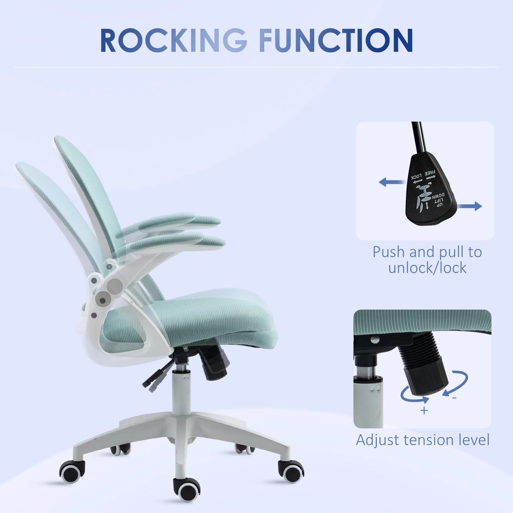 Vinsetto Scaun Birou Ergonomic Albastru Dimensiuni Variabile Suport Lombar Integrat | Aosom Romania