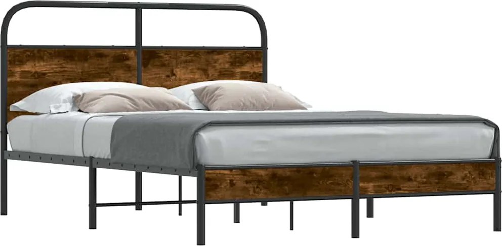 vidaXL Cadru de pat fără saltea 120x190 cm Stejar fumuriu