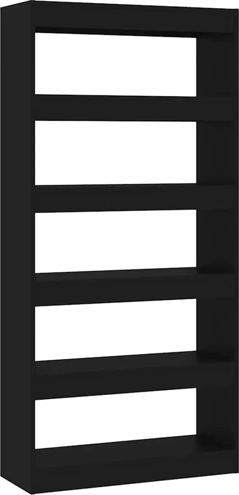 vidaXL Bibliotecă/Separator cameră, negru, 80x30x166 cm, PAL