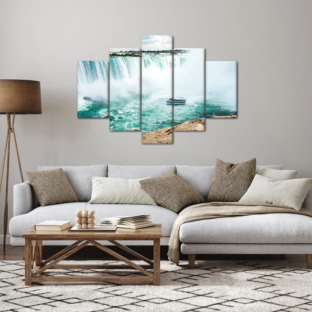 Tablou cu cascadele și corabie (150x105 cm)