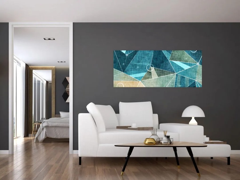 Tablou - Abstract turcoaz (120x50 cm)