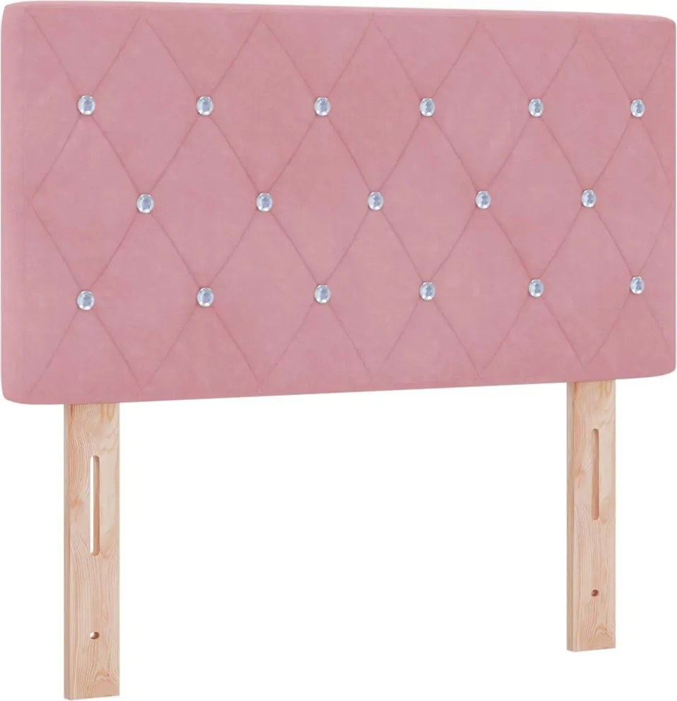 vidaXL Tăblie LED cu benzi LED cu headboard Manual Roz 80 cm Catifea