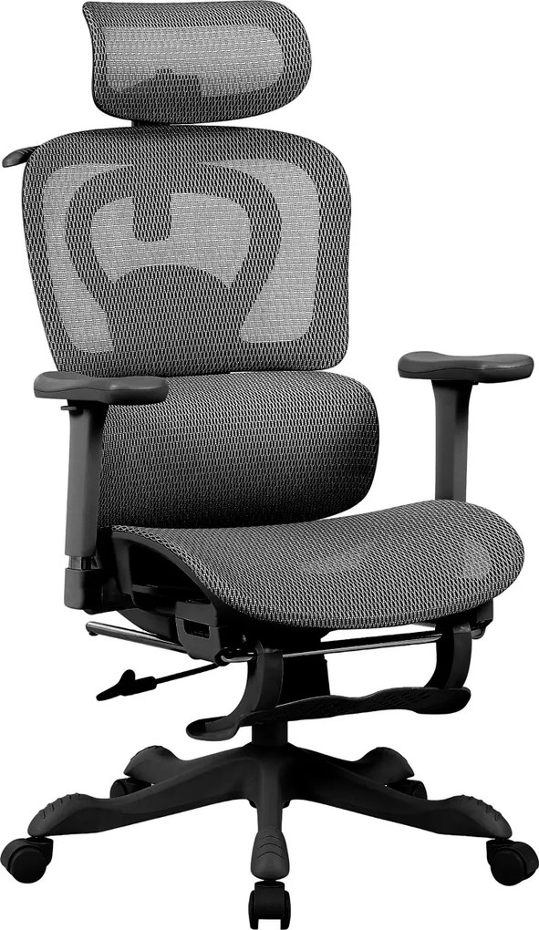 AERION-HM – Scaun ergonomic cu Masaj și Încălzire Lombară, Tetieră 3D, Cotiere 4D, Șezut Glisant, Spătar Reglabil și Suport Picioare, Full Mesh, Negru
