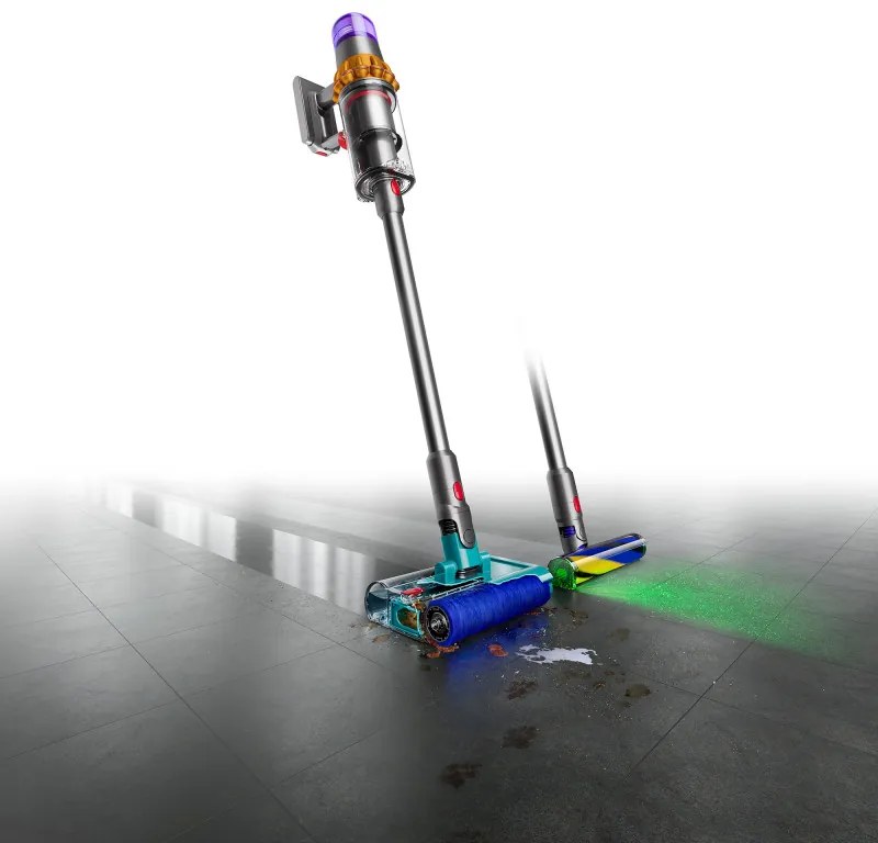 Aspirator vertical Dyson V15S Detect Submarine 448798-01, 660W, 0.77 l, 60 min autonomie, Senzori, 4 moduri, LCD, Gri / Albastru