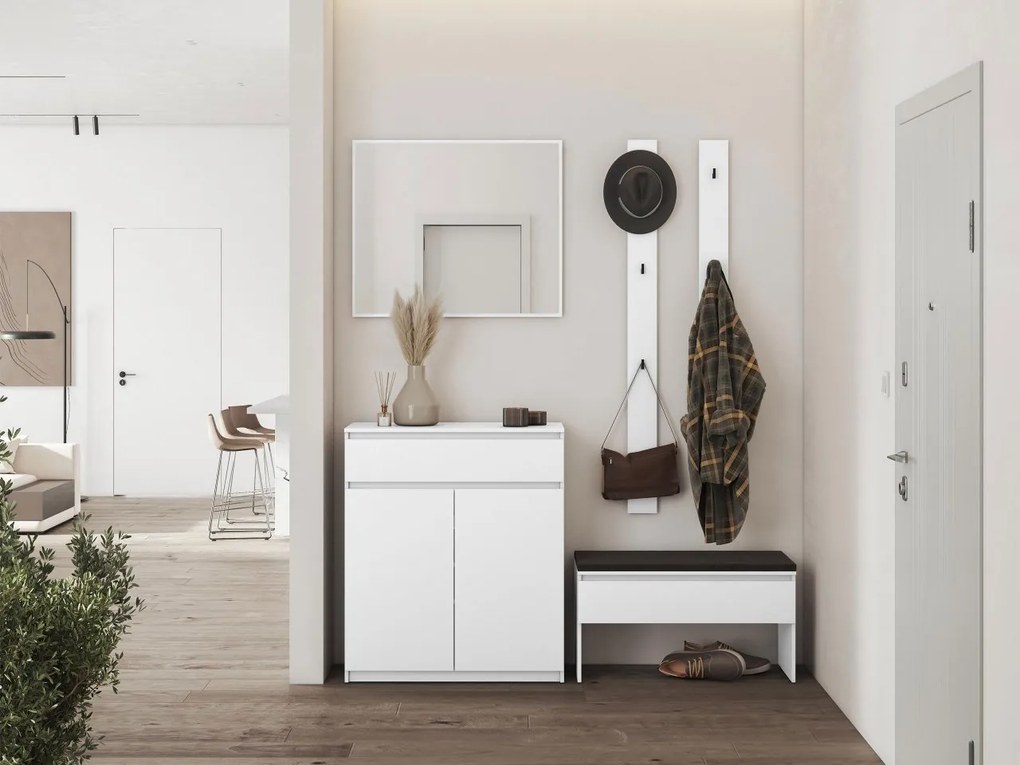 Mobilier hol Semplo I (Alb alpin + Negru) (cu oglindă). 1104734