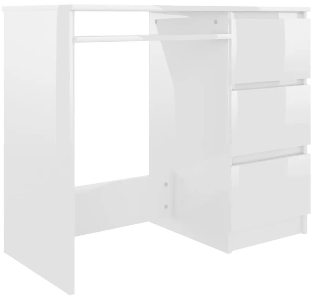 801379 vidaXL Birou, alb extralucios, 90 x 45 x 76 cm, PAL