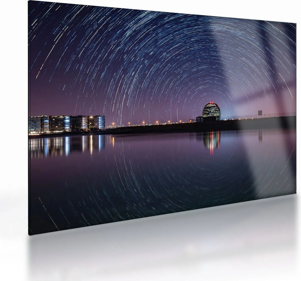 Tablou pe sticlă cu cerul nocturn și stele (70x50 cm)