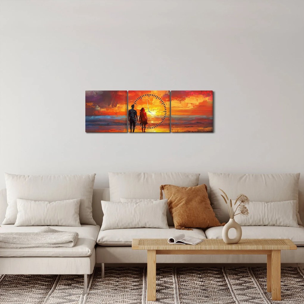 Tablou - Plimbare pe plajă (cu ceas) (90x30 cm)