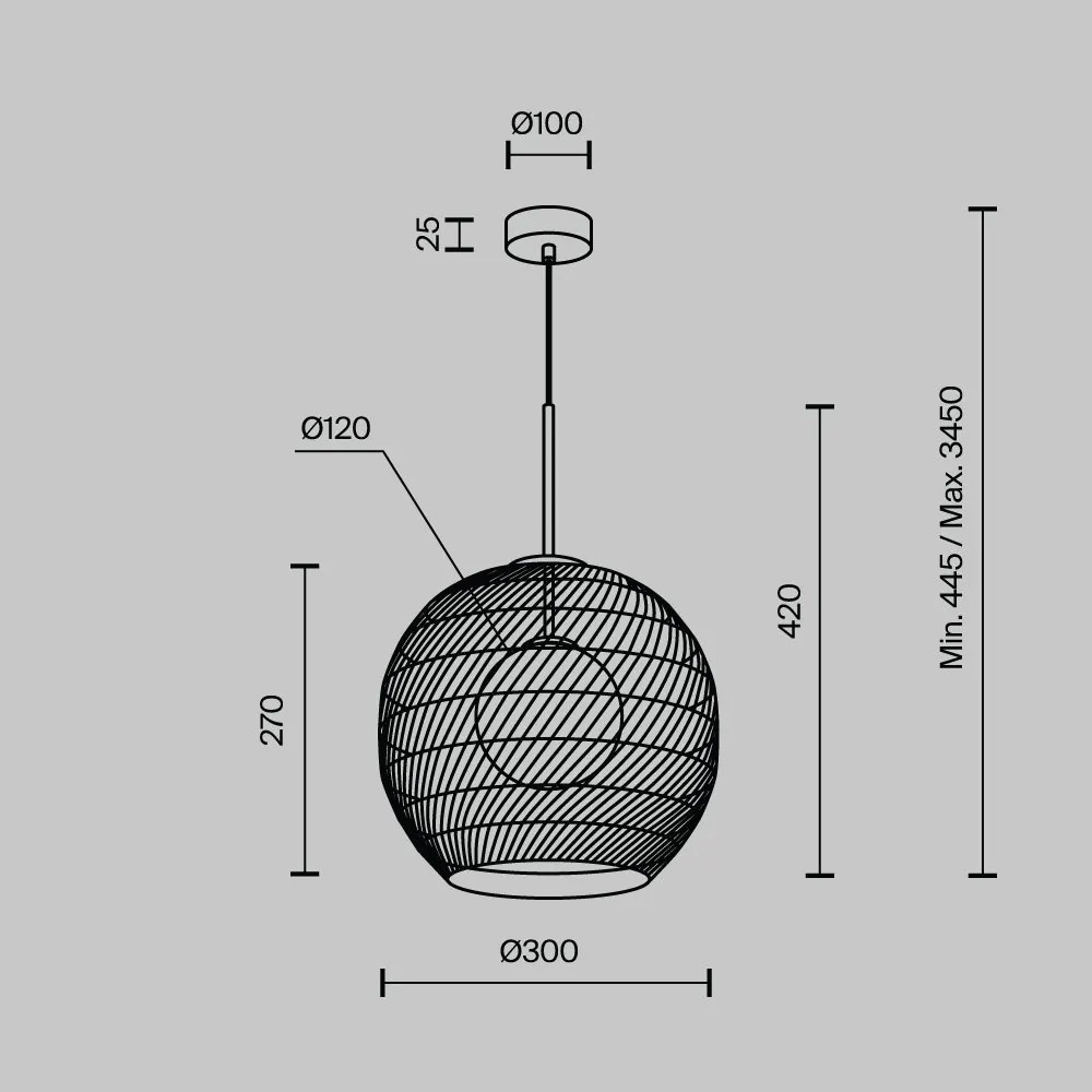 Lustra/Pendul design modern CANE 30cm bej