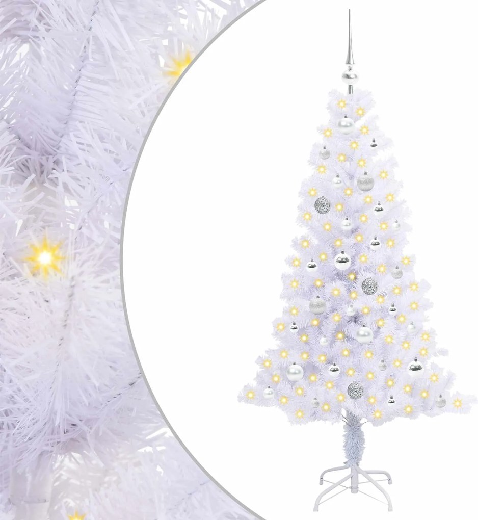 vidaXL Brad de Crăciun artificial cu 150 LED Alb 150 cm PVC și Oțel