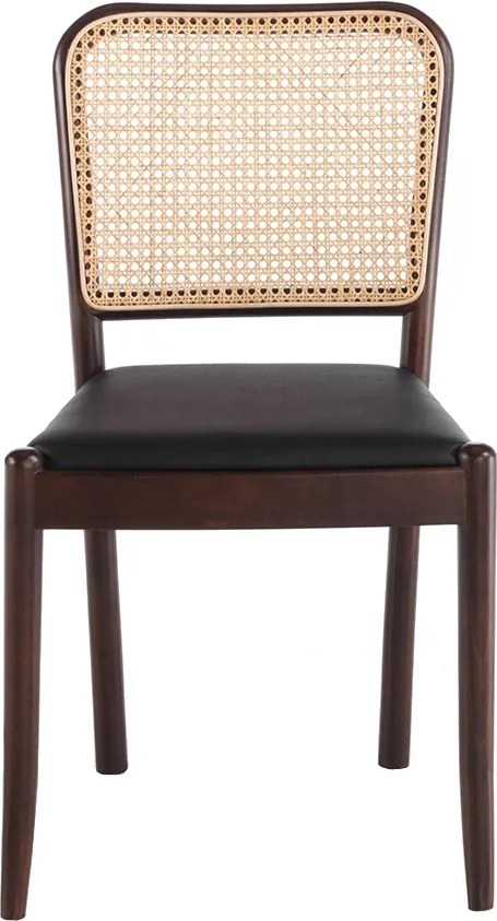 Scaun design LUX din lemn cu spatar de rattan Walnut AC 4094-WD1582