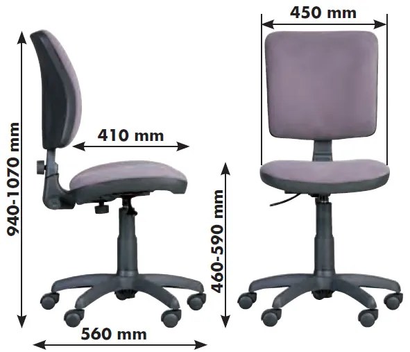 Scaun de lucru Milano II cu cotiere, gri