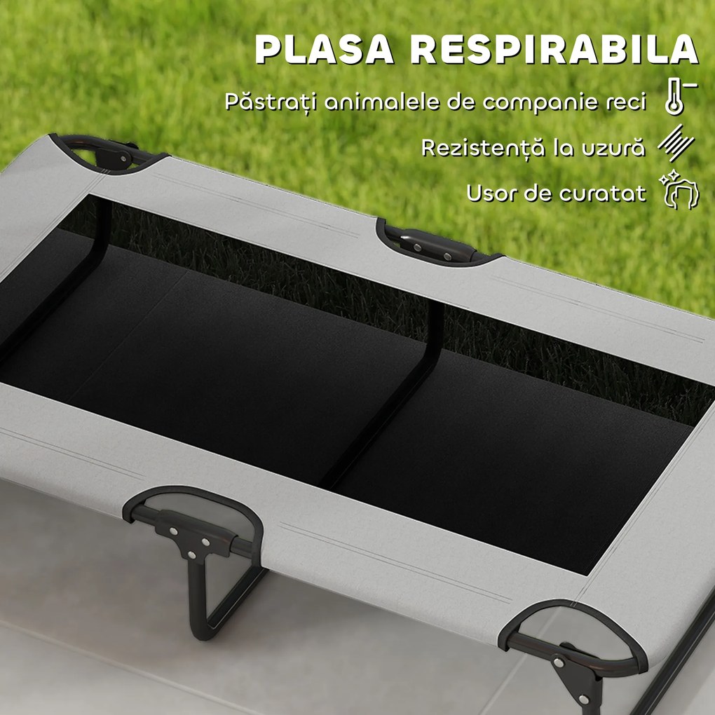 PawHut Pat Pliabil pentru Câini Mari cu Țesătură Tip Plasă, 107x61x20 cm, Gri | Aosom Romania