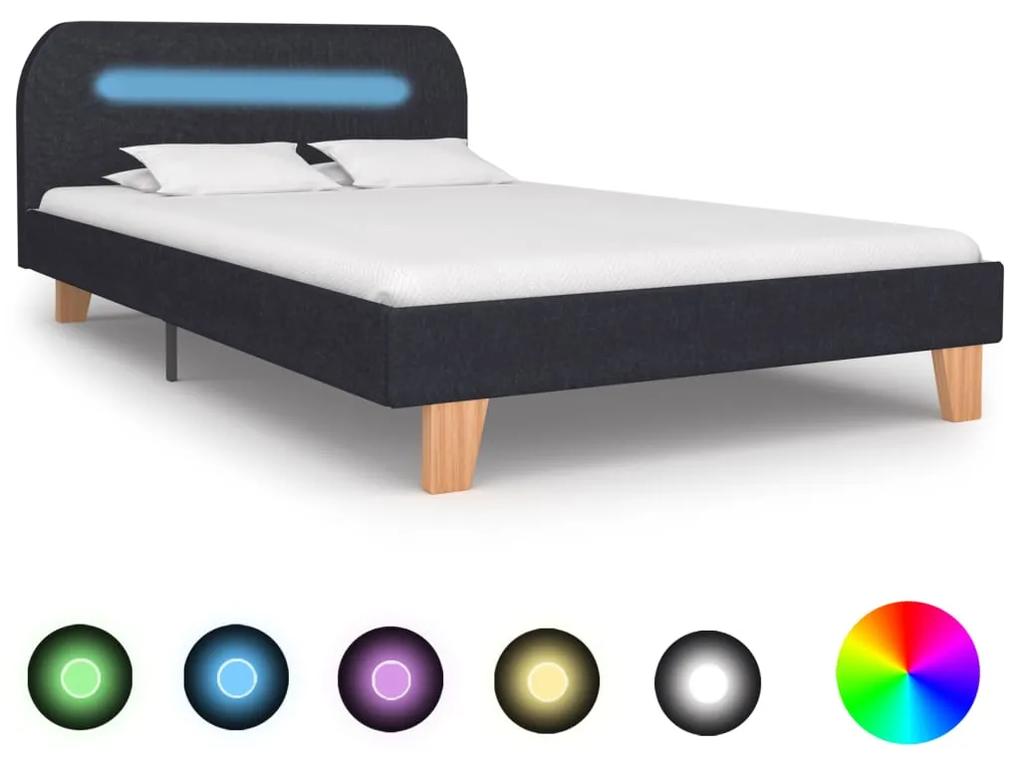 280892 vidaXL Cadru pat cu LED-uri, gri închis, 120x200 cm, material textil