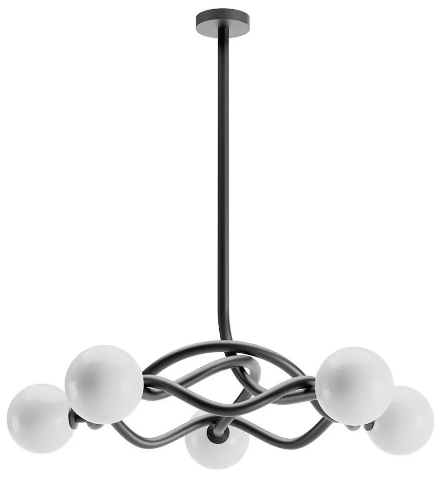 Redo 01-3259 - Lustră pe tijă CONFUSIO 5xE14/28W/230V Ø 96 cm negru