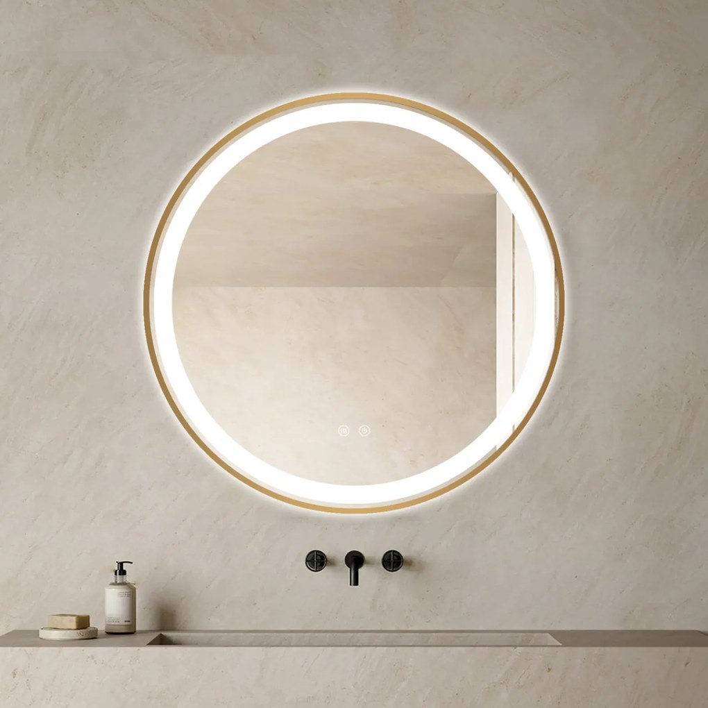 Oglinda led, Rotunda, 70cm, Rama Rose Gold, Esn06