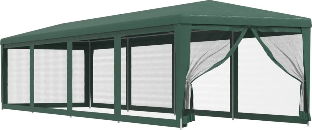 vidaXL Cort de petrecere cu 10 pereți din plasă, verde, 3x12 m, HDPE