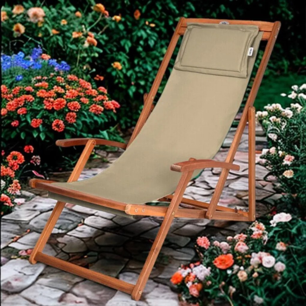 Șezlong de grădină SIENA, 65x87x102cm, bej Jurhan