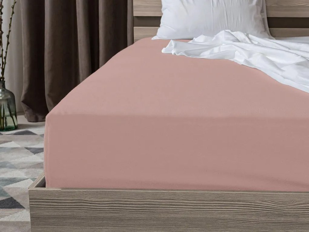 Cearsaf Jersey roz deschis 200 x 220 cm