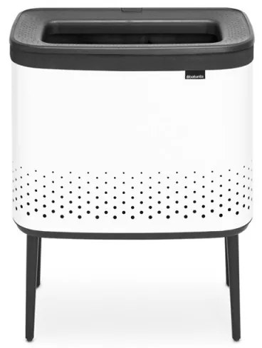 Cos de rufe Brabantia Bo 1004174, 60 L, Umplere fara deschidere, Orificii aerisire, Picioare reglabile, Alb