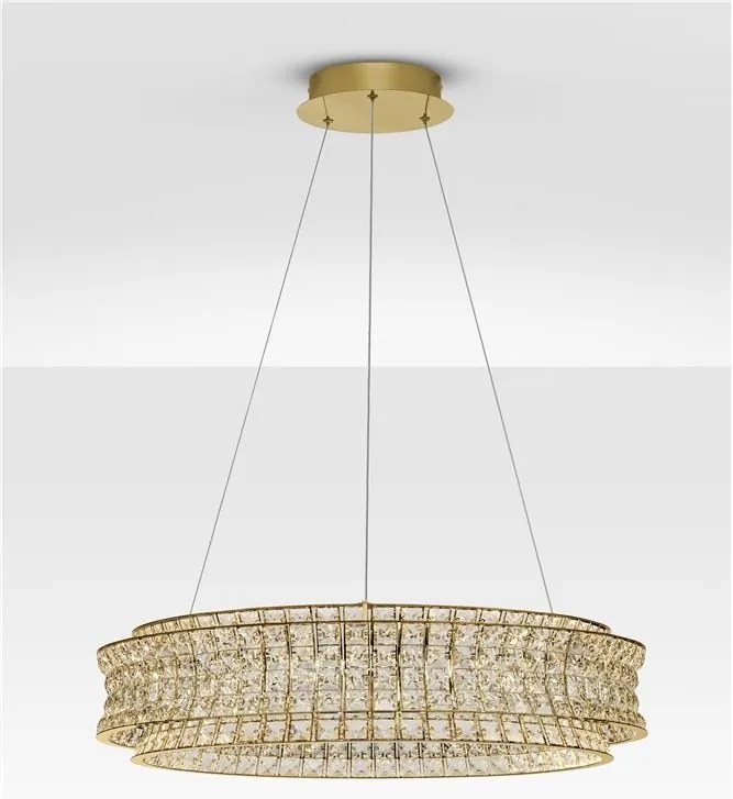 Lustra suspendata LED auriu, cristale sticla CELYSIA 80cm