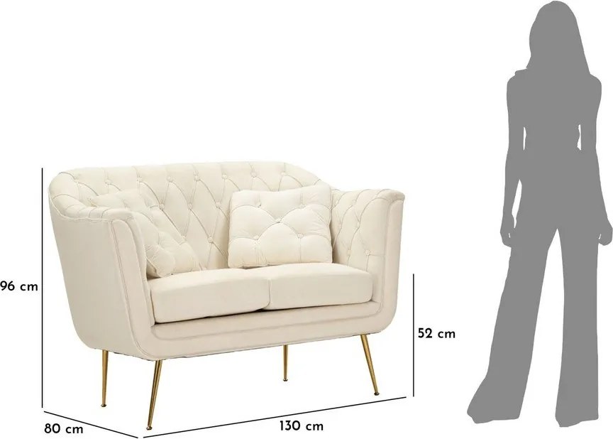 Canapea crem cu tapițerie din catifea 130 cm Budapest – Mauro Ferretti