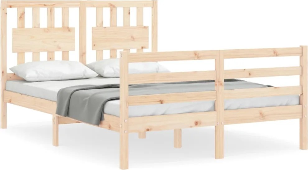 vidaXL Cadru de pat cu tăblie, 120x200 cm, lemn masiv