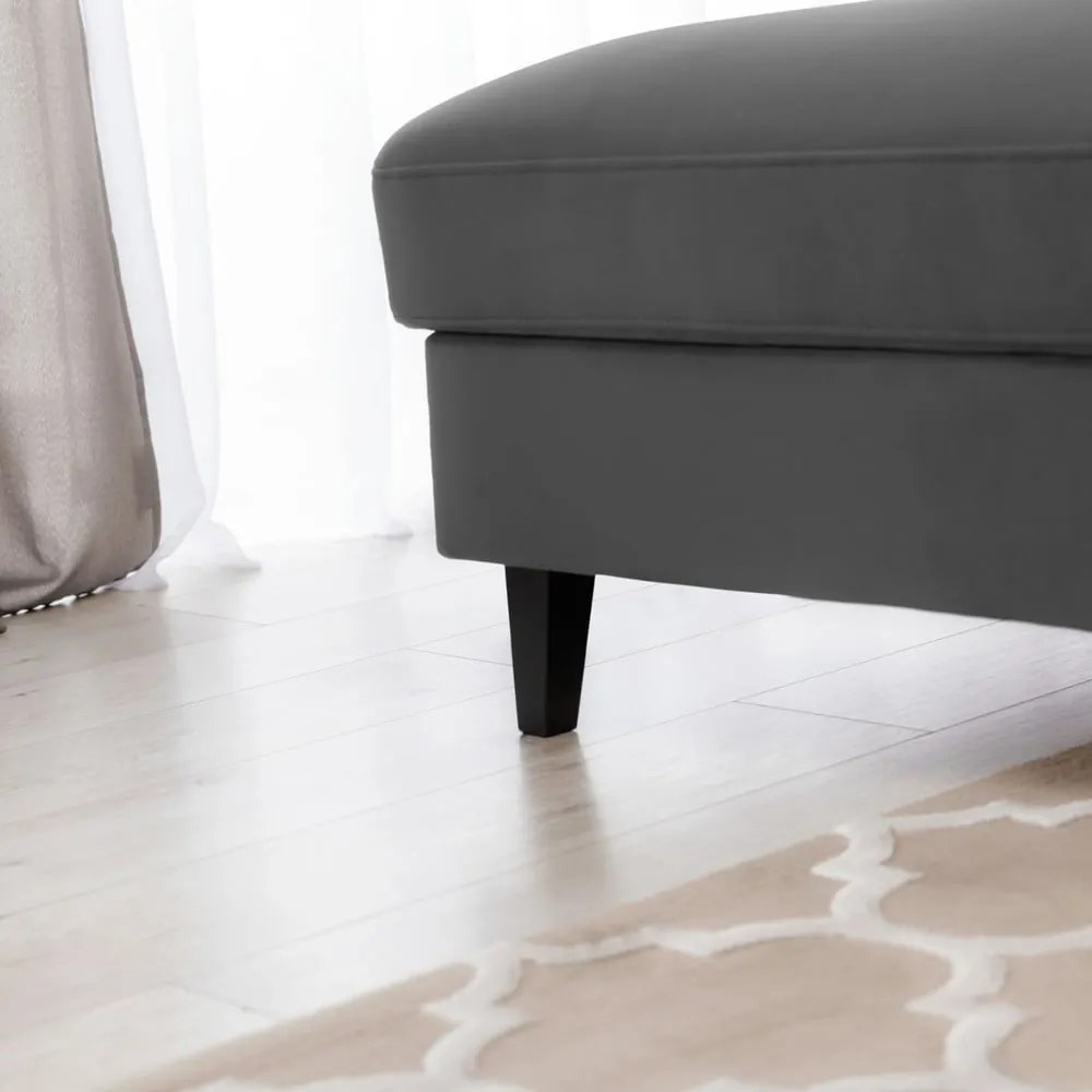 Colțar gri închis extensibil/cu spațiu de depozitare cu tapițerie din catifea (cu colț pe partea stângă/cu șezlong) Foble – ELTAP