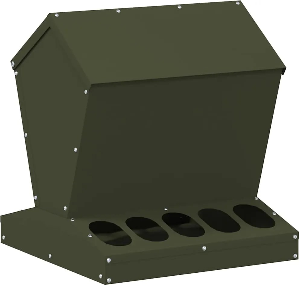 vidaXL Feeder pentru pui Verde măsliniu 40 x 40 x 45 cm