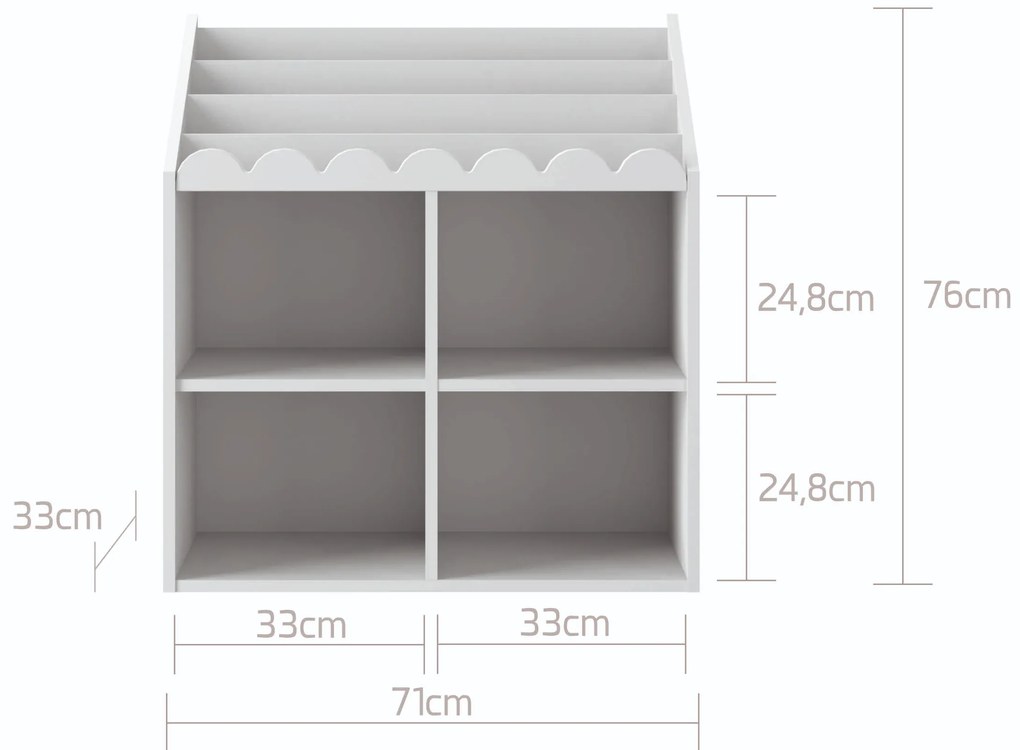 Biblioteca pentru copii BOOK NOOK SNOW 71x76 cm, alba