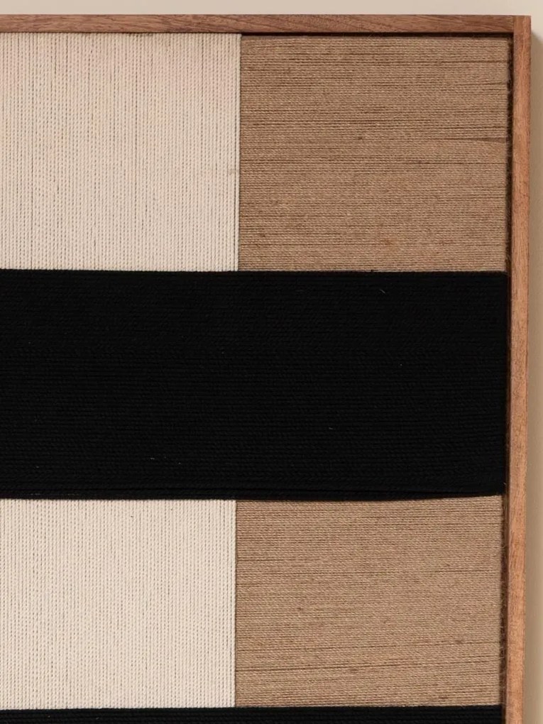 Tablou de perete din lemn de mango și iută naturală, H107 cm, "Karrow"