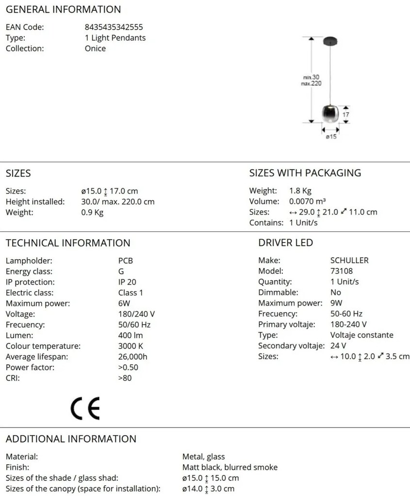Pendul LED design modern Onice