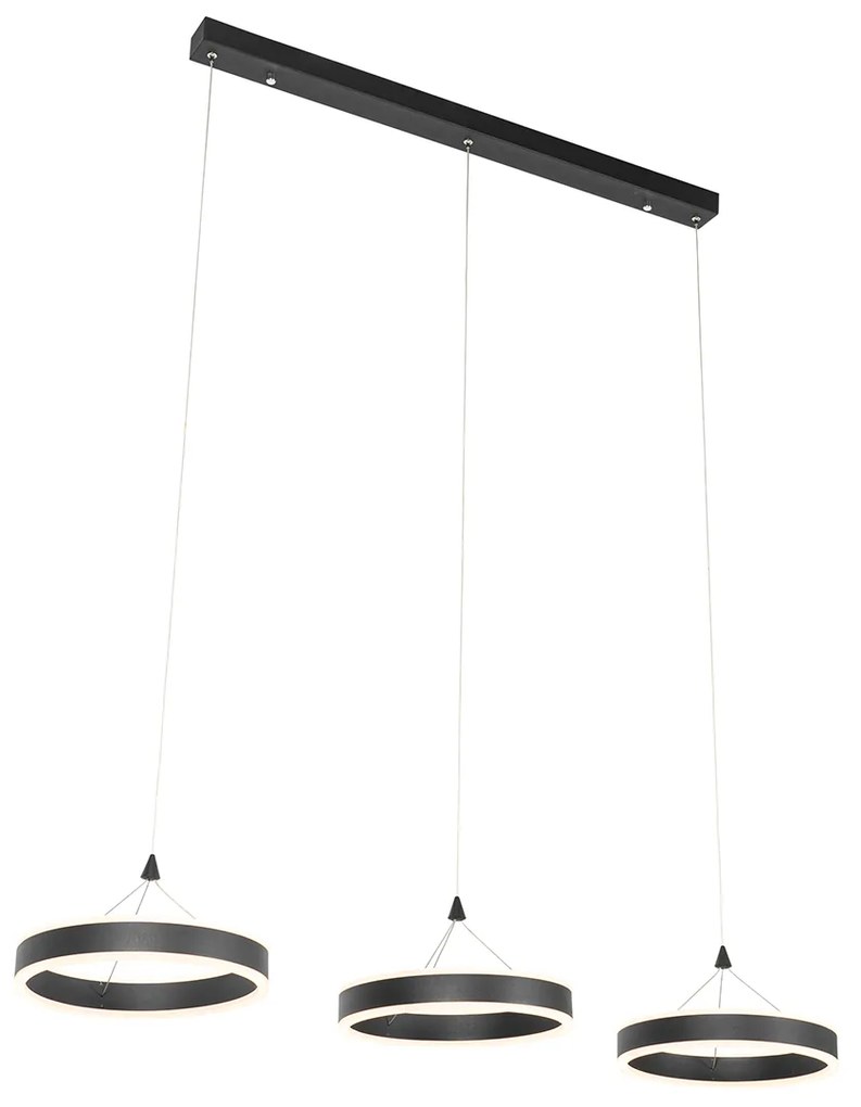Lampă suspendată neagră dreptunghiulară incluzând LED cu dimmer în 3 trepte cu 3 lumini - Lyani