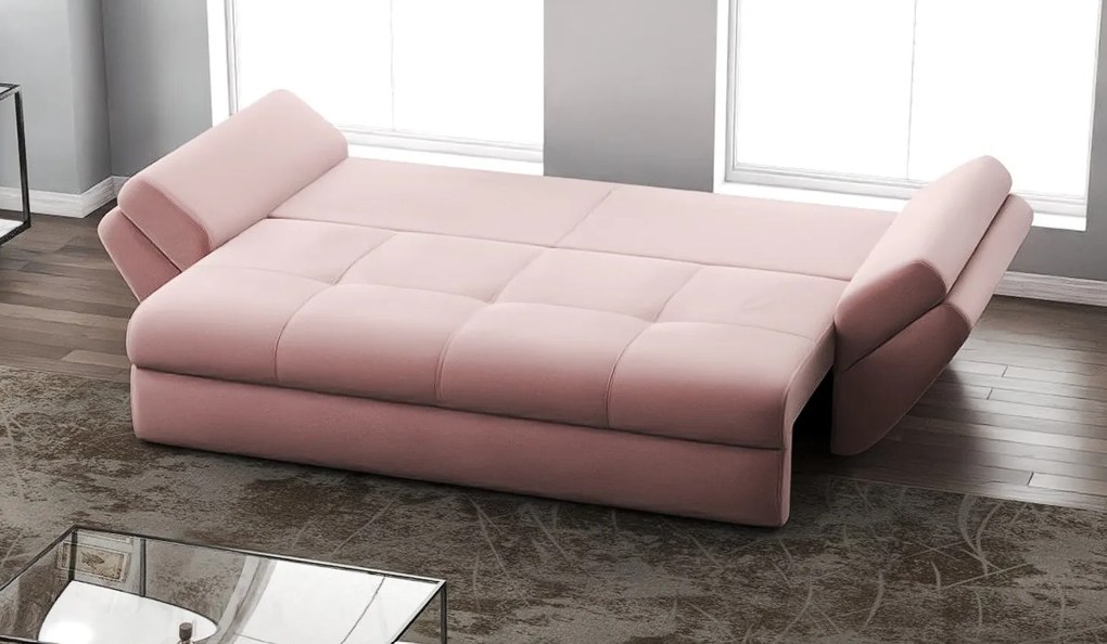 Canapea extensibilă dumonde cu ladă de depozitare si sezut confortabil din spuma high-density, Loana Royal Pink 250x100 cm