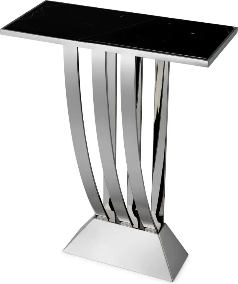 Consola eleganta cu blat din marmura neagra Beau Deco Stainless Steel 106336 HZ