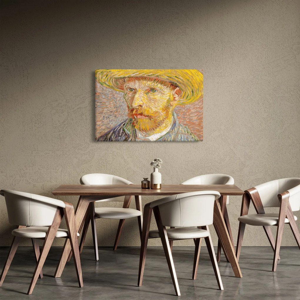 Tablou - Vincent van Gogh, Self-Portrait with a Straw Hat (The Potato Peeler), reproducere (90x60 cm)