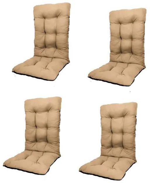 Set Perne pentru scaun de casa si gradina cu spatar, 48x48x75cm, culoare bej, 4 buc/set
