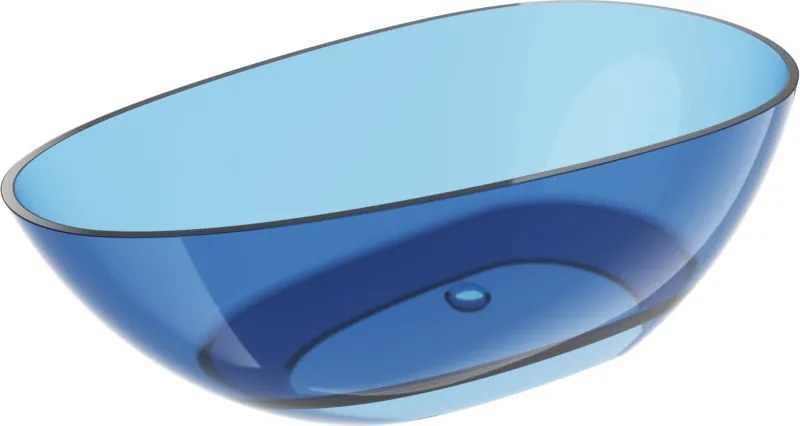 Mexen Glass denim cadă de baie freestanding transparentă 170 x 85 cm, dop crom - 58061708507